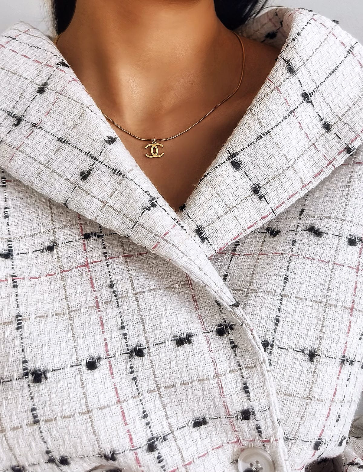 Lustra Chanel necklace on 2