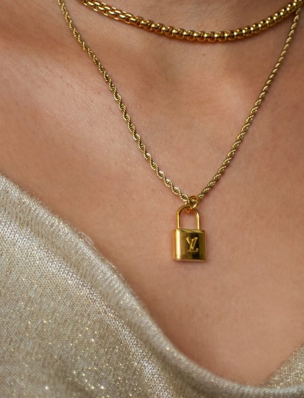 LV mini lock necklace detail