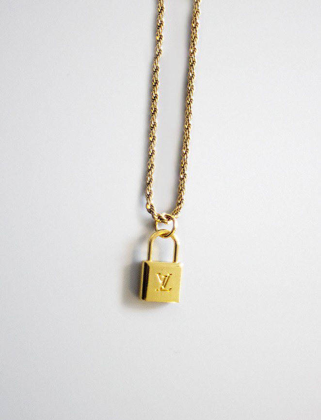 Louis Vuitton Lock Charm Necklace Repurposed  Reluxe Vintage