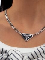 Prada plaque necklace