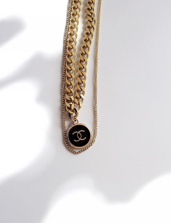 Reworked Chanel Necklace Cuban Noire
