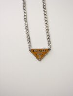 Repurposed Prada plaque necklace caramel nude - Image 2