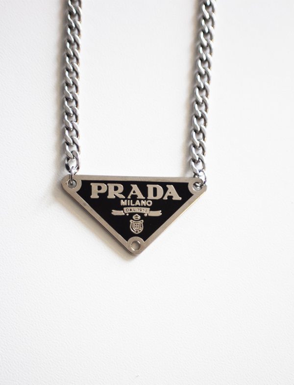 Prada plaque necklace detail 1