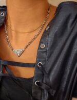Repurposed Prada plaque necklace caramel nude - Image 4