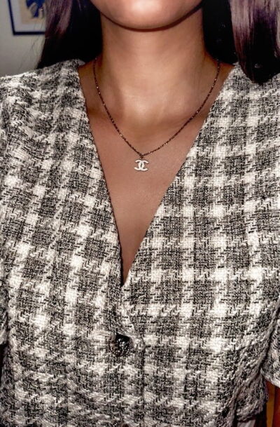 Chanel White noise necklace on