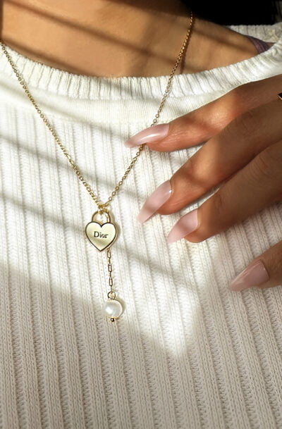 Repurposed Dior White Love Necklace