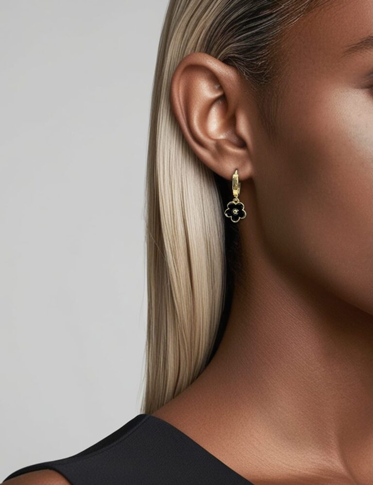 Noir Bloom Earrings Huggie