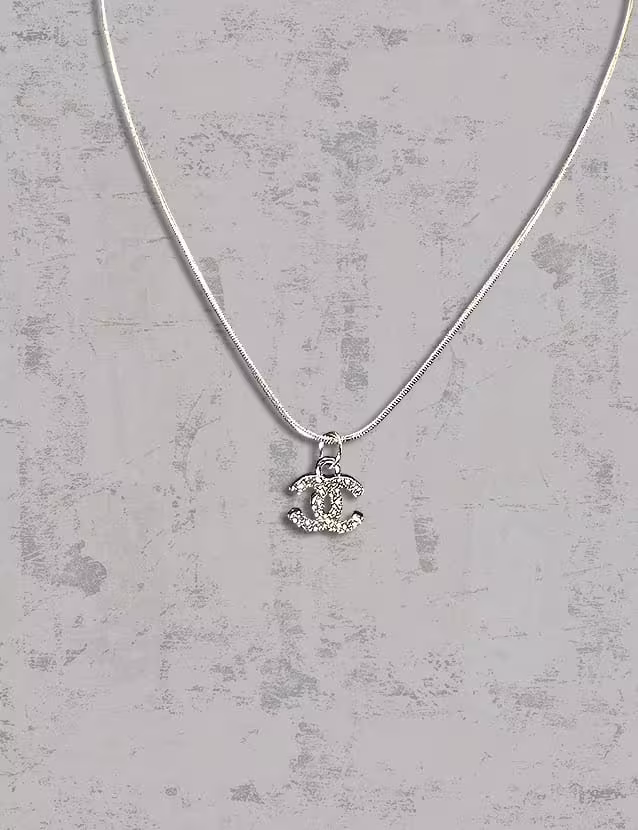 Tiny Crystal Kiss CC Necklace 2